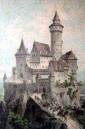 Schaubild einer mittelalterlichen Ritterburg, Leipziger Schulbildverlag (public domain)